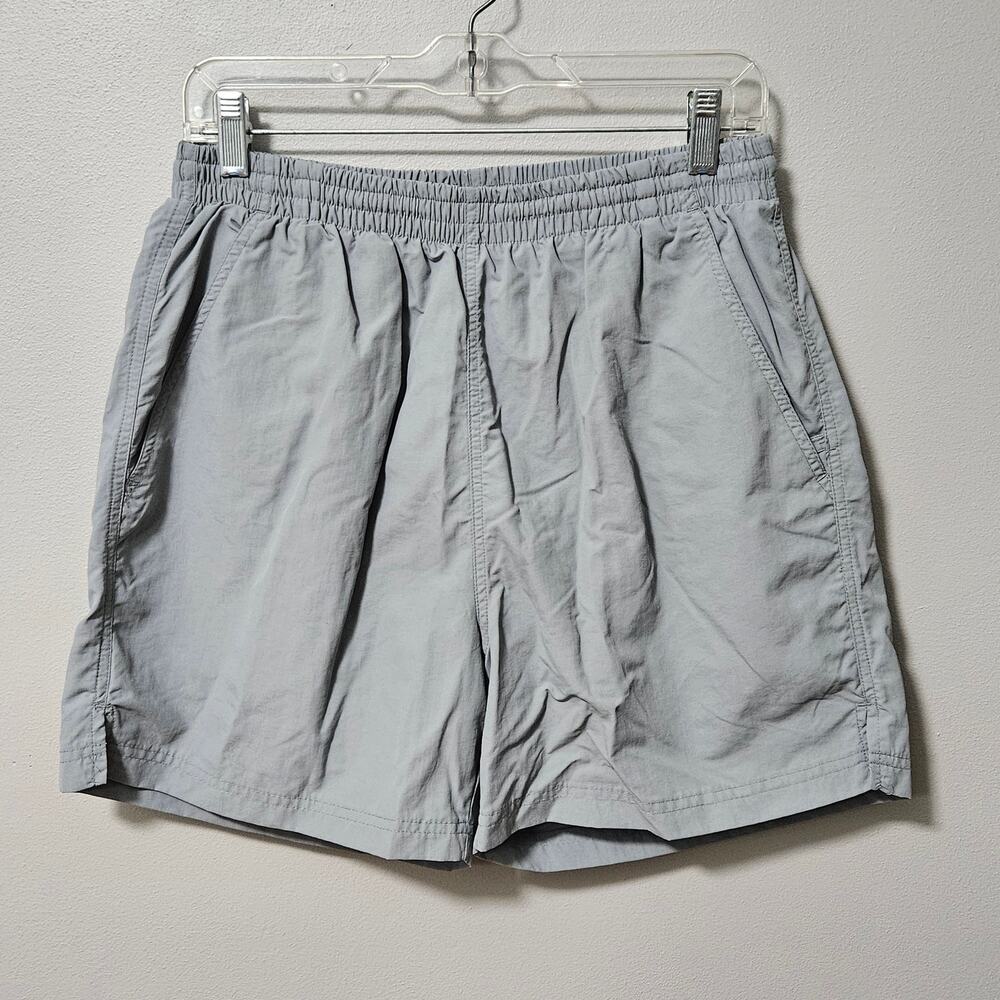 St John’s Bay Swim Trunks Mens Med Gray Nylon Mesh Lined Elastic Waist Vacation